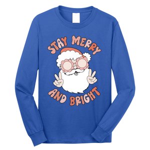 Funny Stay Merry And Bright Christmas Santa Claus Groovy Cute Gift Long Sleeve Shirt