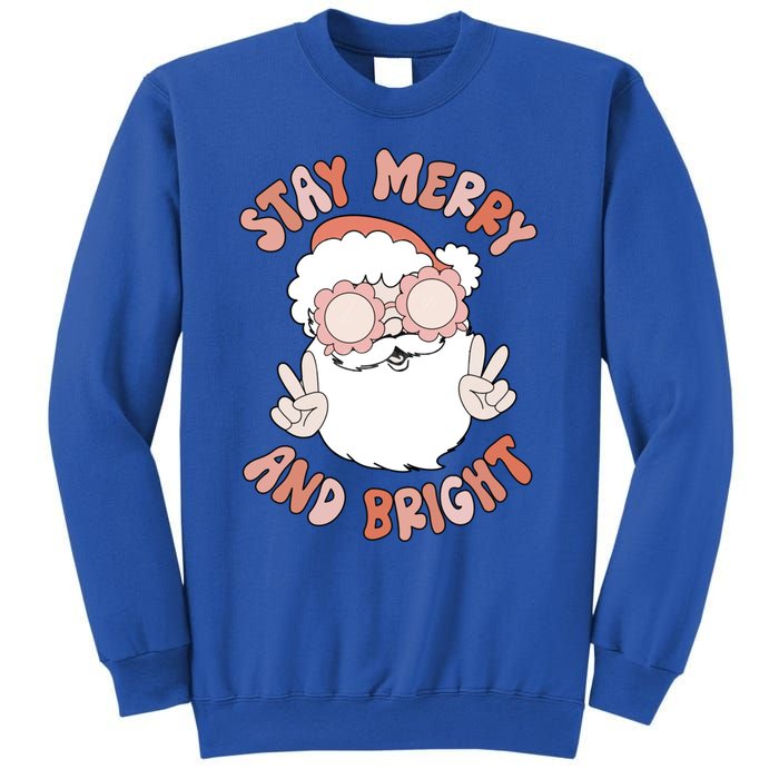 Funny Stay Merry And Bright Christmas Santa Claus Groovy Cute Gift Sweatshirt