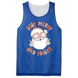 Funny Stay Merry And Bright Christmas Santa Claus Groovy Cute Gift Mesh Reversible Basketball Jersey Tank