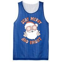 Funny Stay Merry And Bright Christmas Santa Claus Groovy Cute Gift Mesh Reversible Basketball Jersey Tank