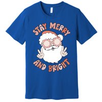 Funny Stay Merry And Bright Christmas Santa Claus Groovy Cute Gift Premium T-Shirt