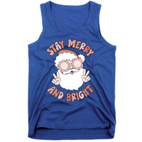 Funny Stay Merry And Bright Christmas Santa Claus Groovy Cute Gift Tank Top