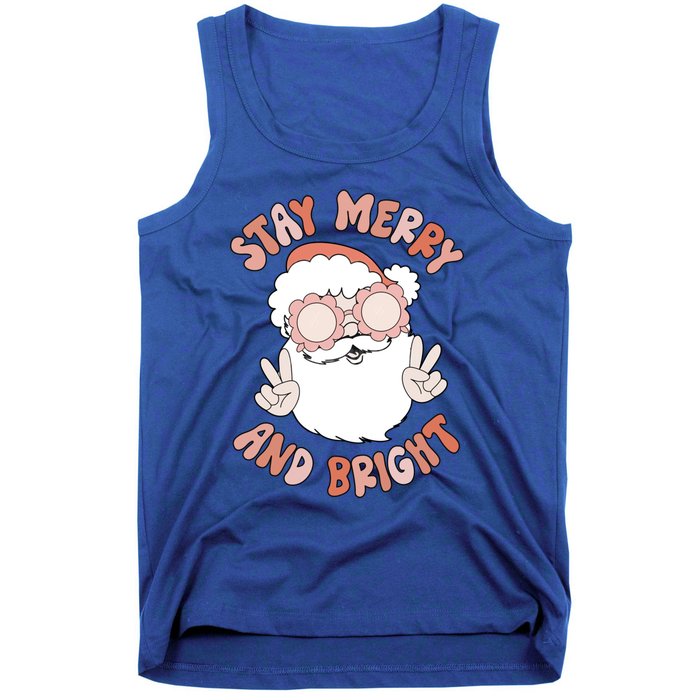 Funny Stay Merry And Bright Christmas Santa Claus Groovy Cute Gift Tank Top