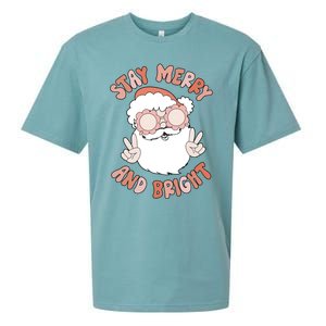 Funny Stay Merry And Bright Christmas Santa Claus Groovy Cute Gift Sueded Cloud Jersey T-Shirt