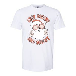 Funny Stay Merry And Bright Christmas Santa Claus Groovy Cute Gift Softstyle CVC T-Shirt