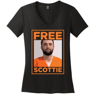 Free Scottie Mugshot Women's V-Neck T-Shirt