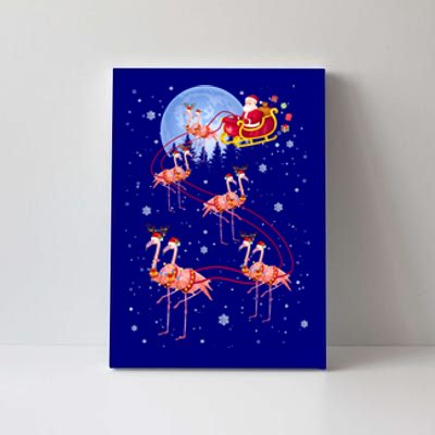 Flamingo Santa Merry Christmas Flamingo Sleigh Pajama Family Gift Canvas