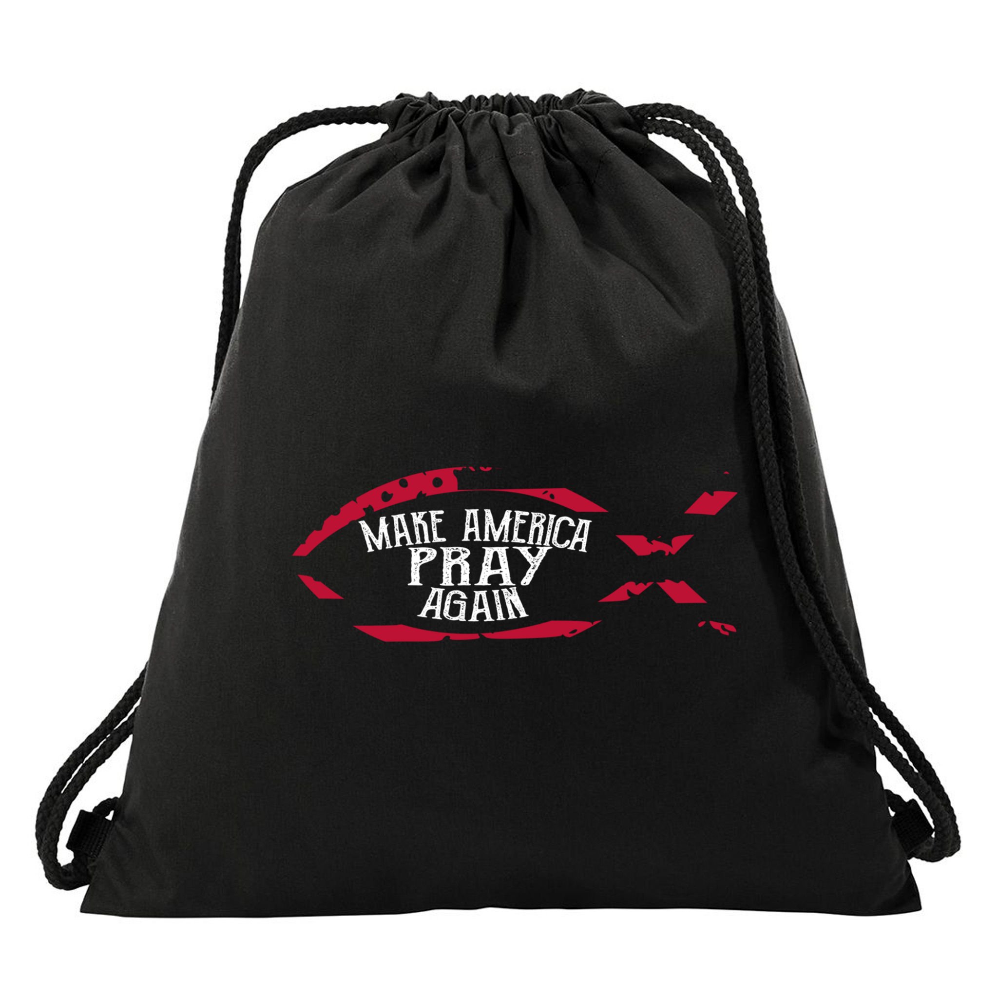 Fish Symbol Meaningful Gift Christian Gift Make America Pray Again Gift Drawstring Bag