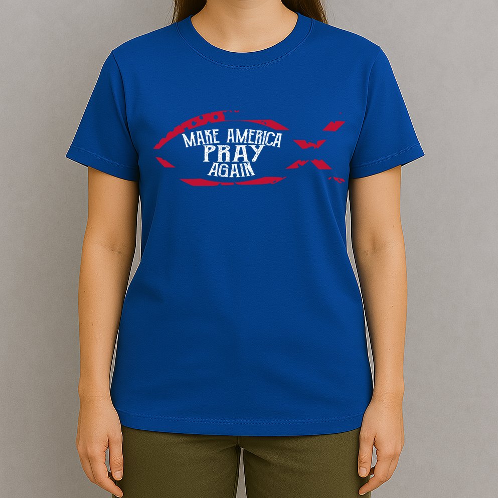 Fish Symbol Meaningful Gift Christian Gift Make America Pray Again Gift T-Shirt