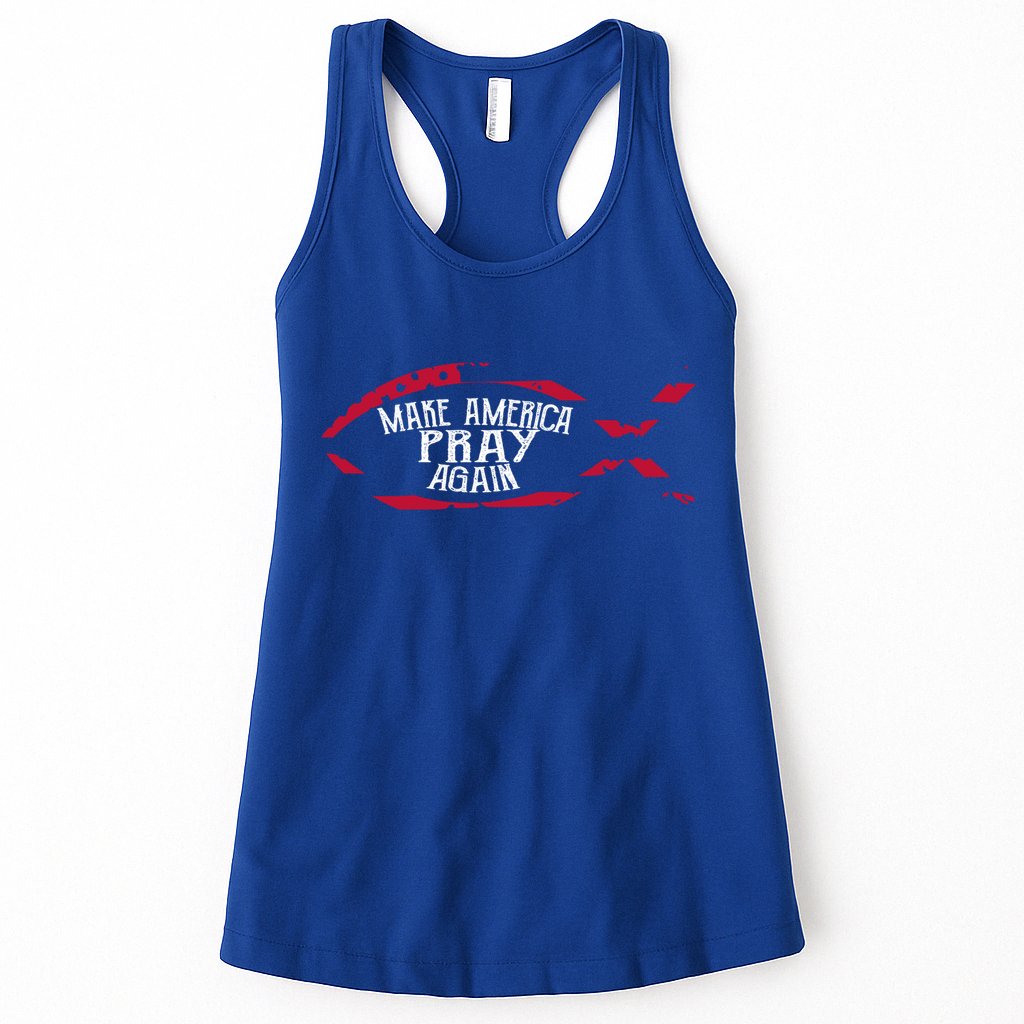 Fish Symbol Meaningful Gift Christian Gift Make America Pray Again Gift Womens Tank Top