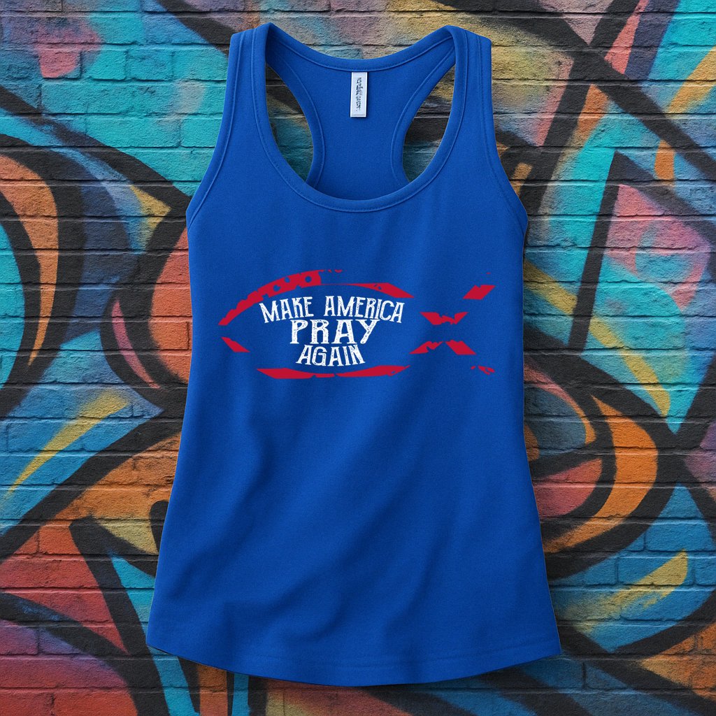 Fish Symbol Meaningful Gift Christian Gift Make America Pray Again Gift Womens Tank Top