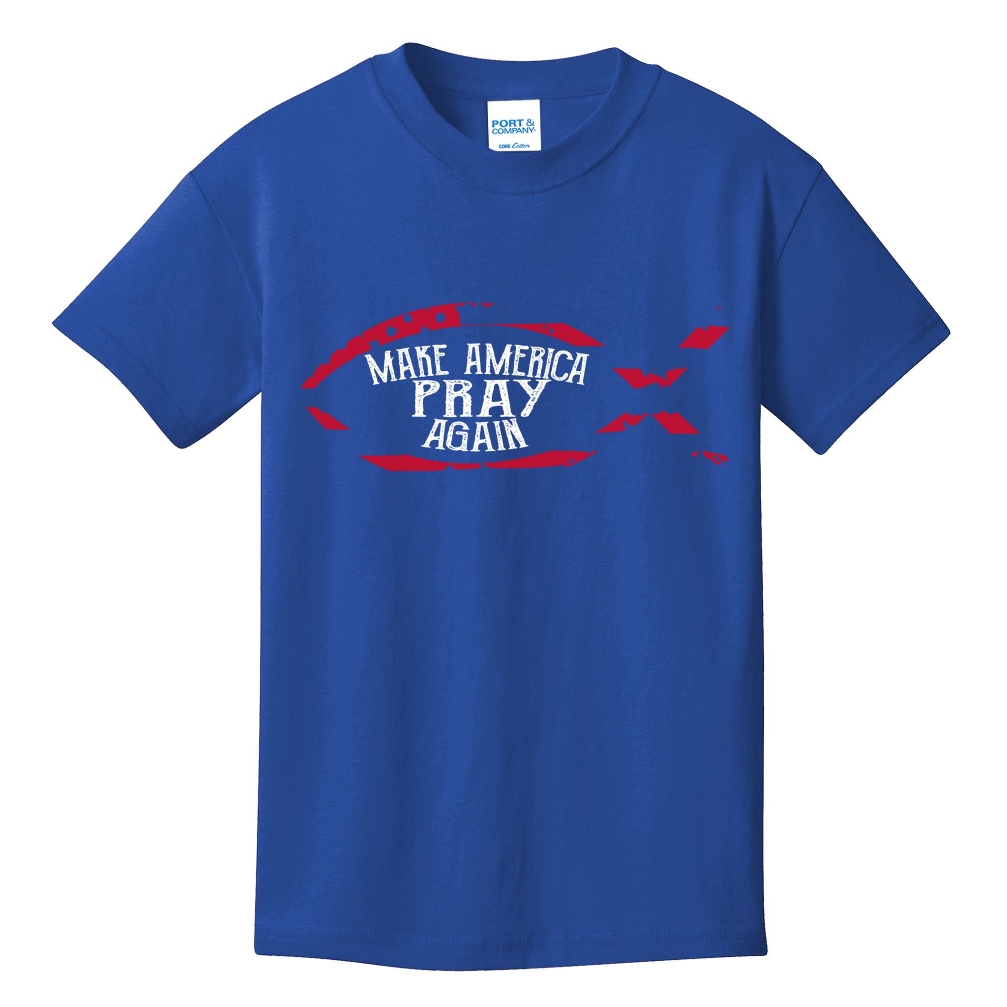 Fish Symbol Meaningful Gift Christian Gift Make America Pray Again Gift Kids T-Shirt