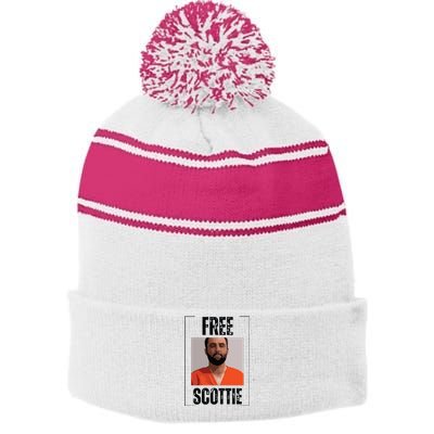 Free Scottie Mugshot Stripe Pom Pom Beanie