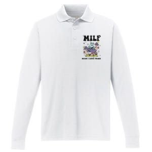 Funny Saying Milf Man I Love Frogs Frog Lovers Performance Long Sleeve Polo