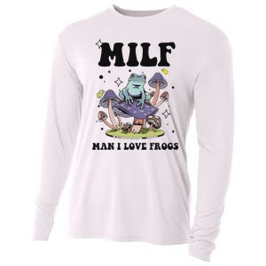 Funny Saying Milf Man I Love Frogs Frog Lovers Cooling Performance Long Sleeve Crew