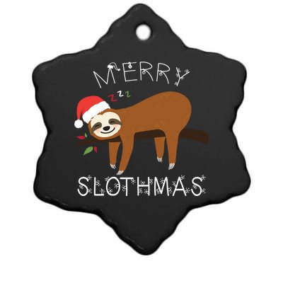 Funny Sloth Merry Christmas Merry Slothmas Holiday Funny Gift Cool Gift Ceramic Star Ornament