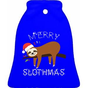 Funny Sloth Merry Christmas Merry Slothmas Holiday Funny Gift Cool Gift Ceramic Bell Ornament