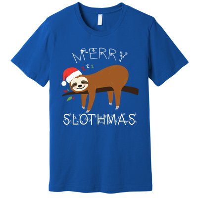 Funny Sloth Merry Christmas Merry Slothmas Holiday Funny Gift Cool Gift Premium T-Shirt