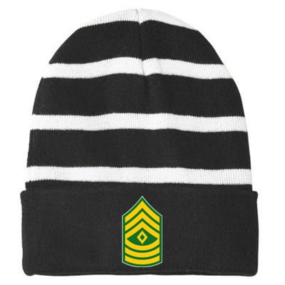 First Sergeant Military Badge Striped Beanie with Solid Band