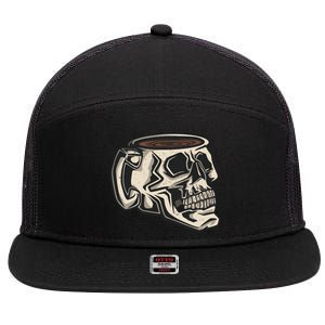 Funny Skull Mug Cup Coffee Skeleton Lover Gift 7 Panel Mesh Trucker Snapback Hat