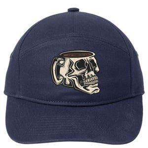 Funny Skull Mug Cup Coffee Skeleton Lover Gift 7-Panel Snapback Hat