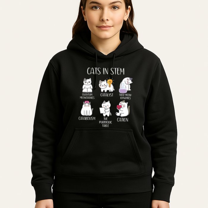 Funny Science Meme Cats In Stem Scientist Nerd Cat Lover Hoodie