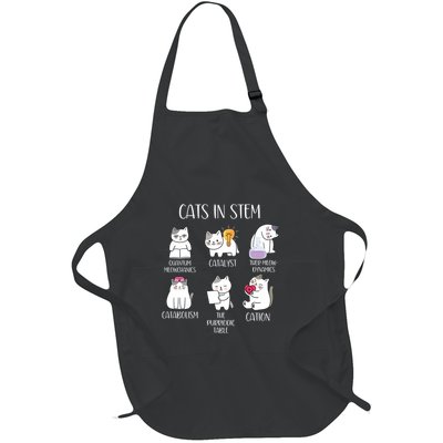 Funny Science Meme Cats In Stem Scientist Nerd Cat Lover Full-Length Apron With Pockets