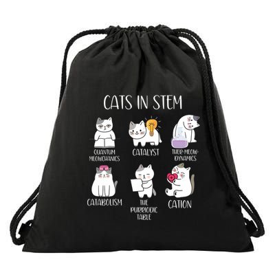 Funny Science Meme Cats In Stem Scientist Nerd Cat Lover Drawstring Bag