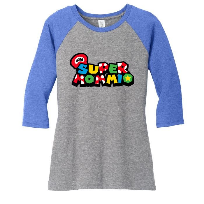 Funny Super Mommio Mother's Day Gamer Women's Tri-Blend 3/4-Sleeve Raglan Shirt