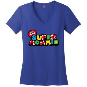 Funny Super Mommio Mother's Day Gamer Women's V-Neck T-Shirt