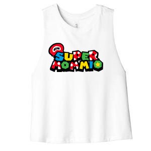 Funny Super Mommio Mother's Day Gamer Women's Racerback Cropped Tank