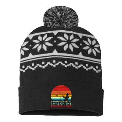 Fishing Sorry Missed Your Call Other Line Retro USA-Made Snowflake Beanie