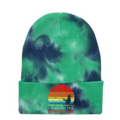 Fishing Sorry Missed Your Call Other Line Retro Tie Dye 12in Knit Beanie