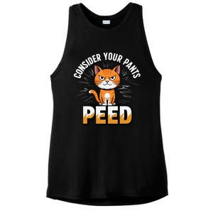 Funny Silly Meme Cat Consider Your Pants Peedcool Ladies PosiCharge Tri-Blend Wicking Tank