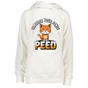 Funny Silly Meme Cat Consider Your Pants Peedcool Womens Funnel Neck Pullover Hood