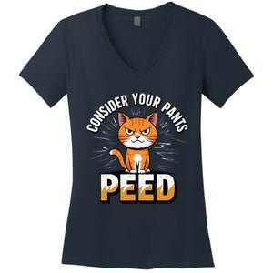 Funny Silly Meme Cat Consider Your Pants Peedcool Women's V-Neck T-Shirt