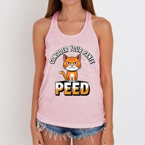 Funny Silly Meme Cat Consider Your Pants Peedcool Women's Knotted Racerback Tank