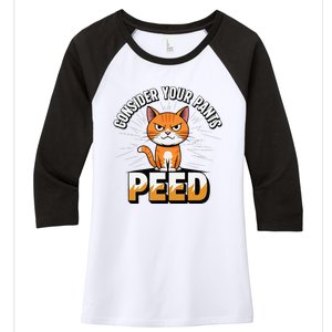 Funny Silly Meme Cat Consider Your Pants Peedcool Women's Tri-Blend 3/4-Sleeve Raglan Shirt