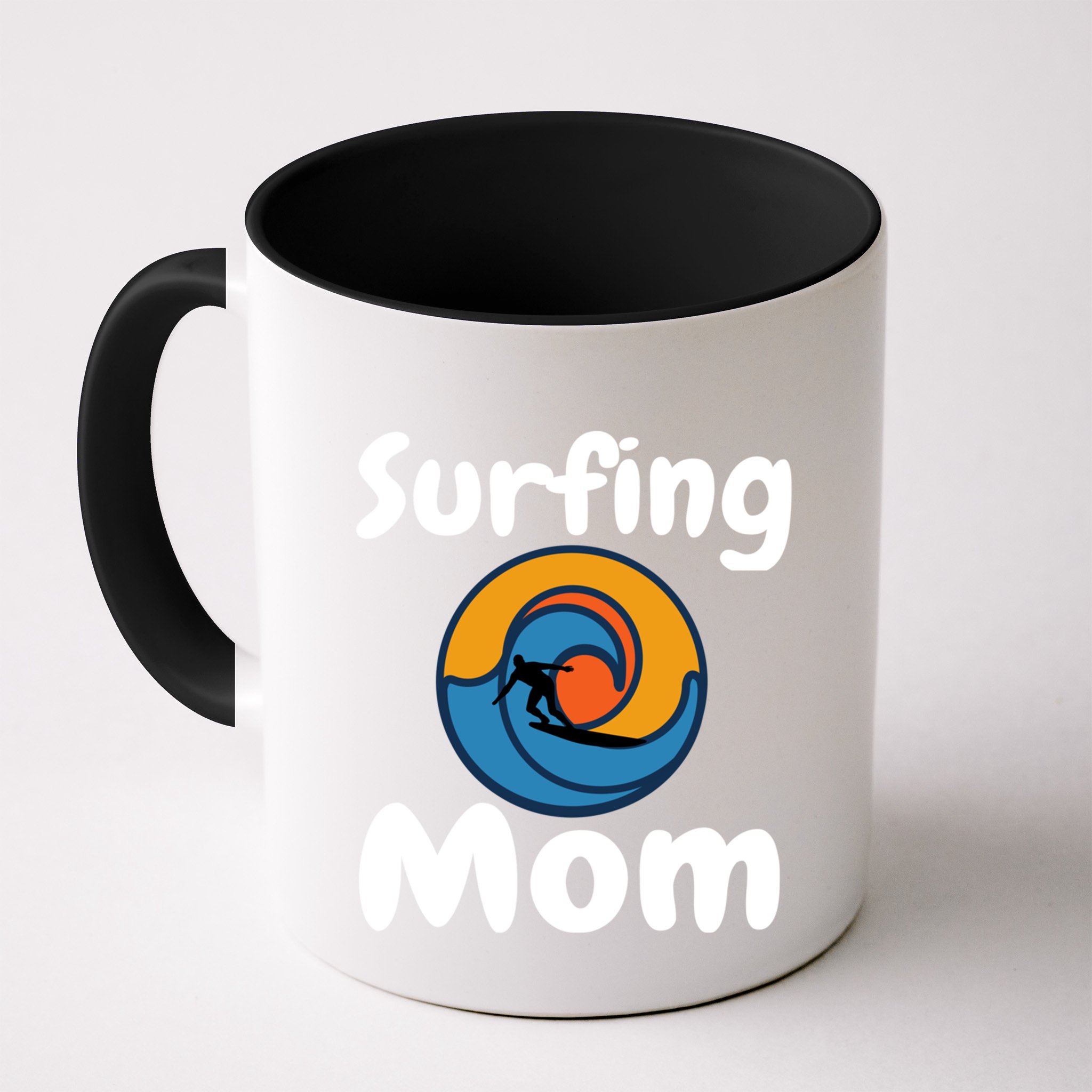 Funny Surfing Mom Surfer Mother Retro Sunrise Sunset Surf Funny Gift Mug