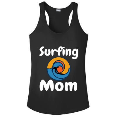 Funny Surfing Mom Surfer Mother Retro Sunrise Sunset Surf Funny Gift Ladies PosiCharge Competitor Racerback Tank