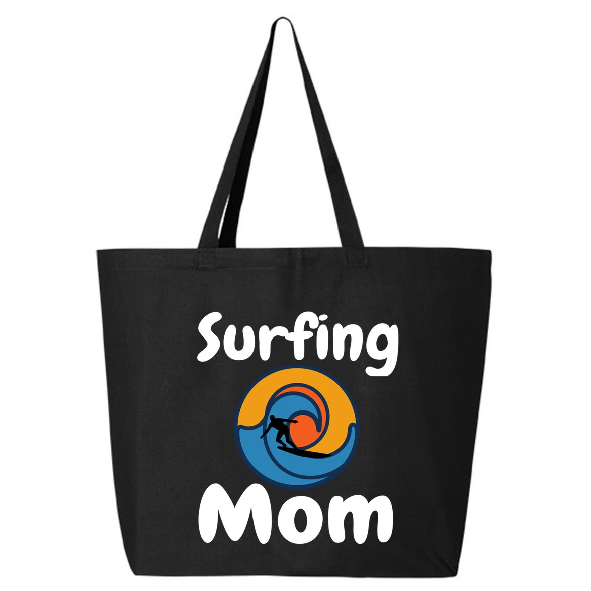 Funny Surfing Mom Surfer Mother Retro Sunrise Sunset Surf Funny Gift 25L Jumbo Tote