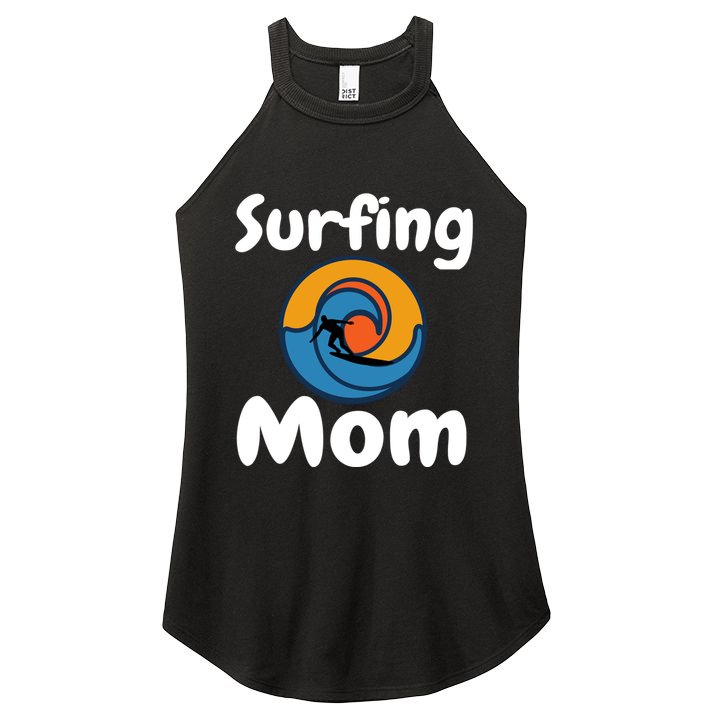 Funny Surfing Mom Surfer Mother Retro Sunrise Sunset Surf Funny Gift Women's Perfect Tri Rocker Tank
