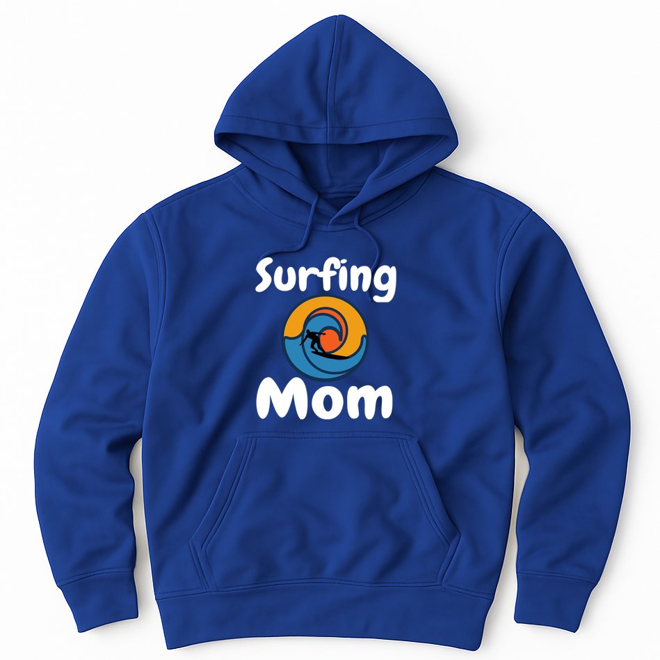 Funny Surfing Mom Surfer Mother Retro Sunrise Sunset Surf Funny Gift Hoodie
