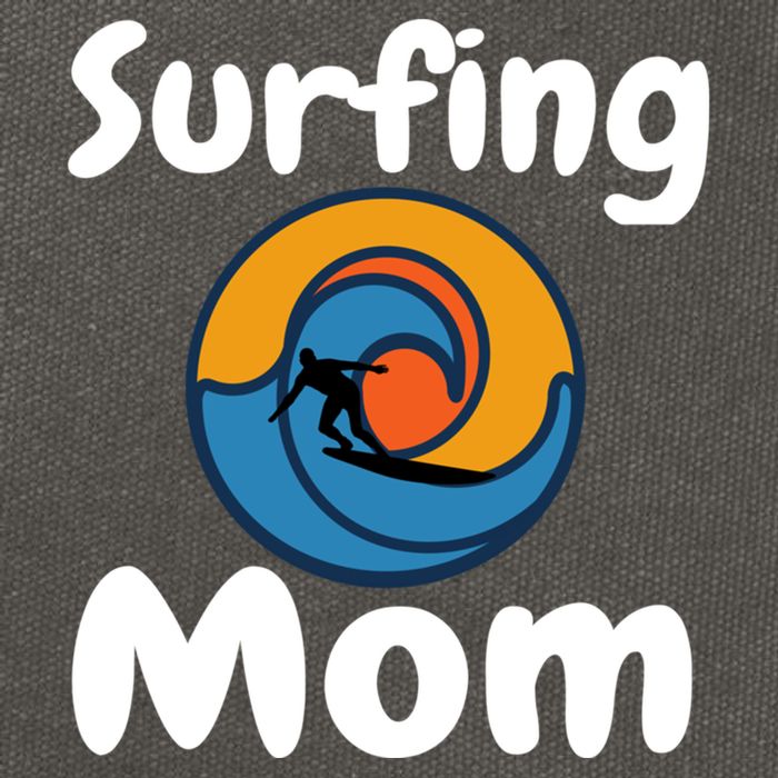 Funny Surfing Mom Surfer Mother Retro Sunrise Sunset Surf Funny Gift Cotton Canvas Backpack