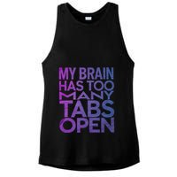 Funny Saying My Brain Has Too Many Tabs Open Overthinking Ladies PosiCharge Tri-Blend Wicking Tank