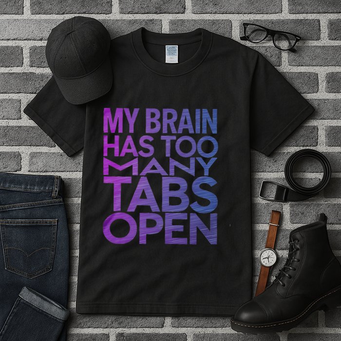 Funny Saying My Brain Has Too Many Tabs Open Overthinking Tall T-Shirt
