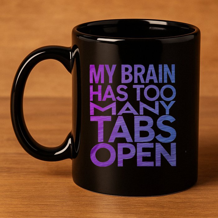 Funny Saying My Brain Has Too Many Tabs Open Overthinking 11oz C Handle Ceramic Mug