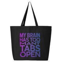 Funny Saying My Brain Has Too Many Tabs Open Overthinking 25L Jumbo Tote