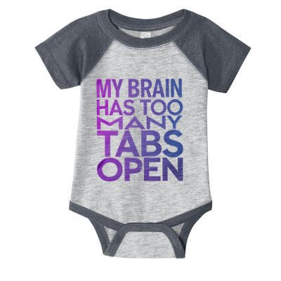 Funny Saying My Brain Has Too Many Tabs Open Overthinking Infant Baby Jersey Bodysuit