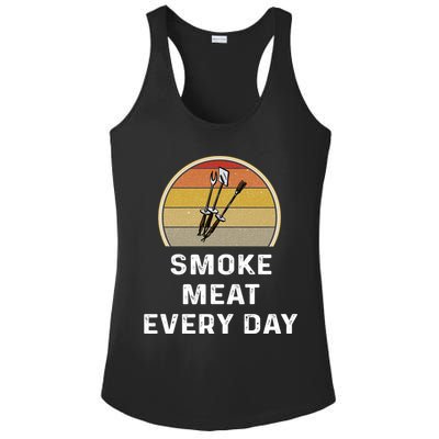 Funny Smoke Meat Every Day Brisket Smoking Grilling Meaningful Gift Great Gift Ladies PosiCharge Competitor Racerback Tank